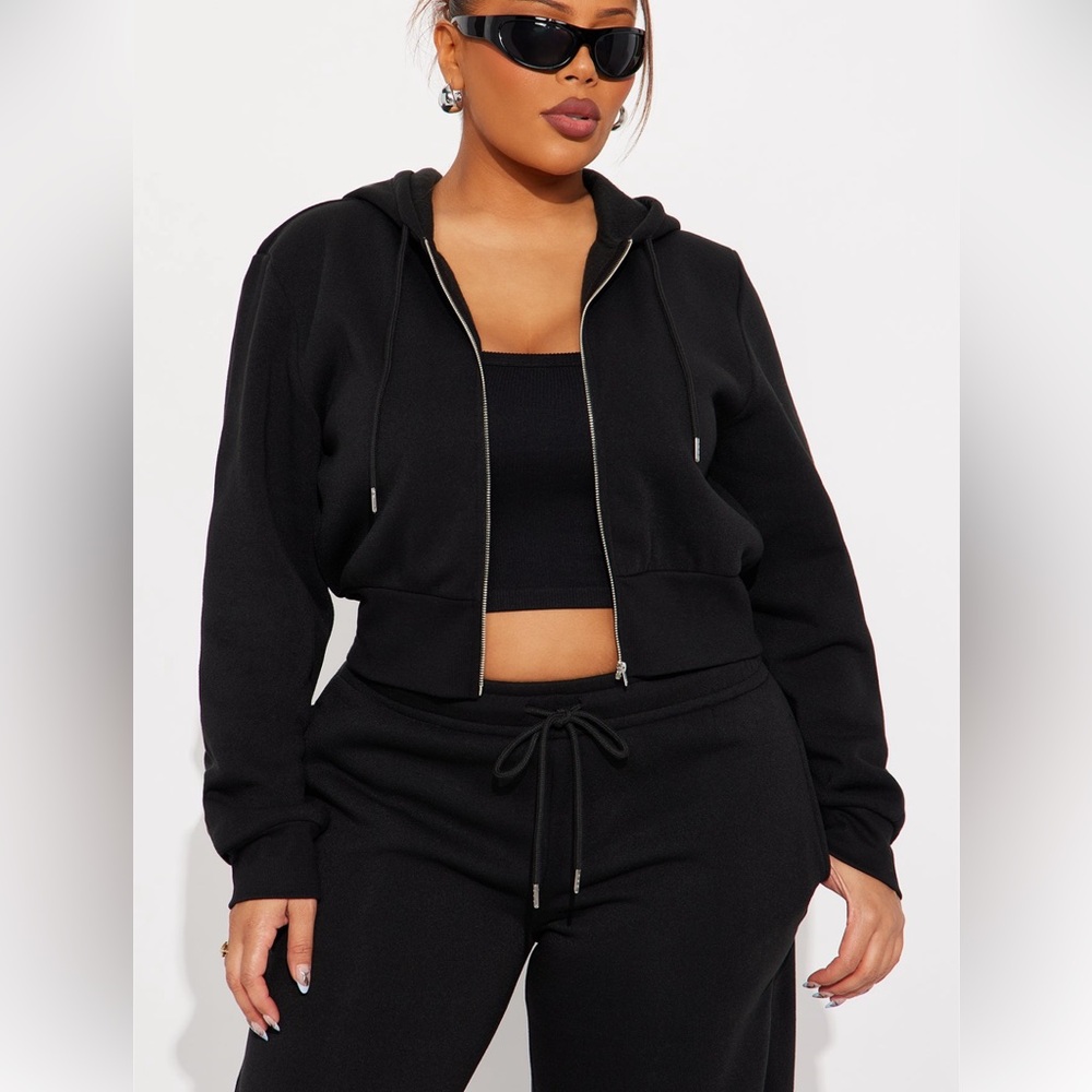 Fashion Nova Black Hoodie Sweater & Sweatpants Set